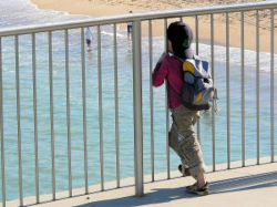 child at fence